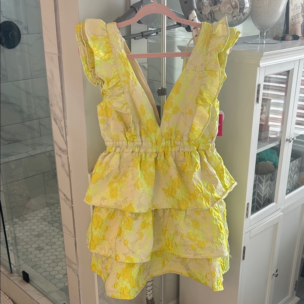 Yellow Floral Ruffle Buddy Love Dress